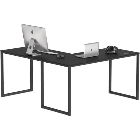 SHW Mission 55 x 60 L-Shape Computer Desk, Black