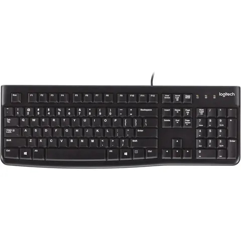 Logitech K120 Full Size Wired Keyboard, Spill-Resistant
