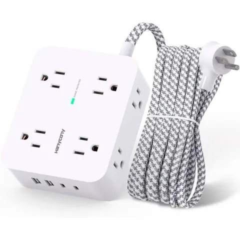 HANYCONY Surge Protector Power Strip, 1080J, 5 Ft Braided Cord
