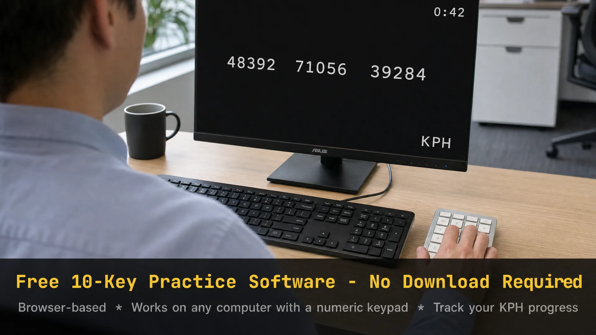 Free browser-based 10-key practice software — no download required